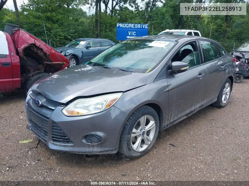 2014 Ford Focus Se VIN: 1FADP3F22EL258913 Lot: 39836374