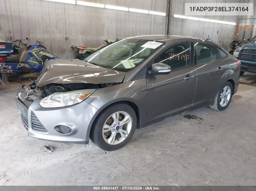 2014 Ford Focus Se VIN: 1FADP3F28EL374164 Lot: 39841437