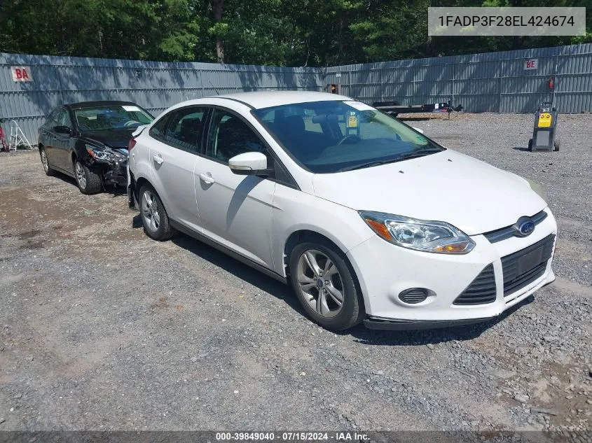 2014 Ford Focus Se VIN: 1FADP3F28EL424674 Lot: 39849040