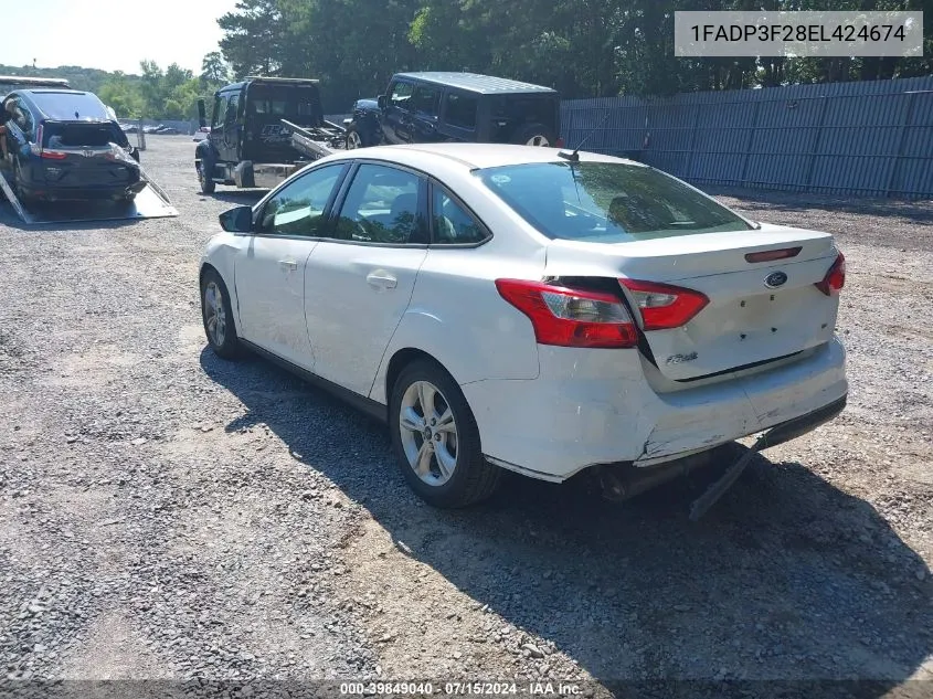 2014 Ford Focus Se VIN: 1FADP3F28EL424674 Lot: 39849040