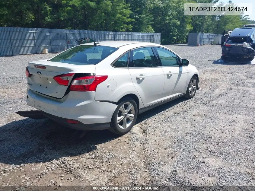 2014 Ford Focus Se VIN: 1FADP3F28EL424674 Lot: 39849040