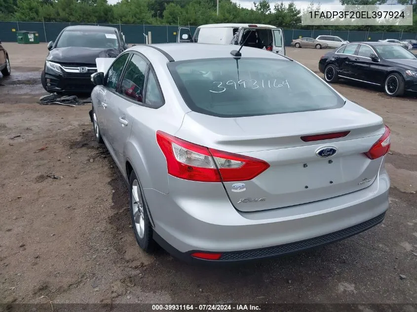 2014 Ford Focus Se VIN: 1FADP3F20EL397924 Lot: 39931164