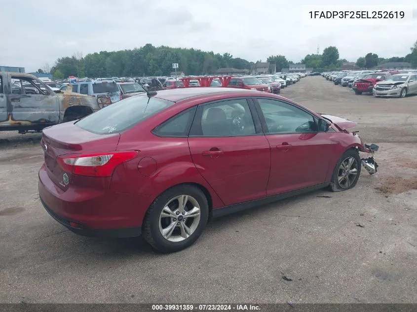 2014 Ford Focus Se VIN: 1FADP3F25EL252619 Lot: 39931359