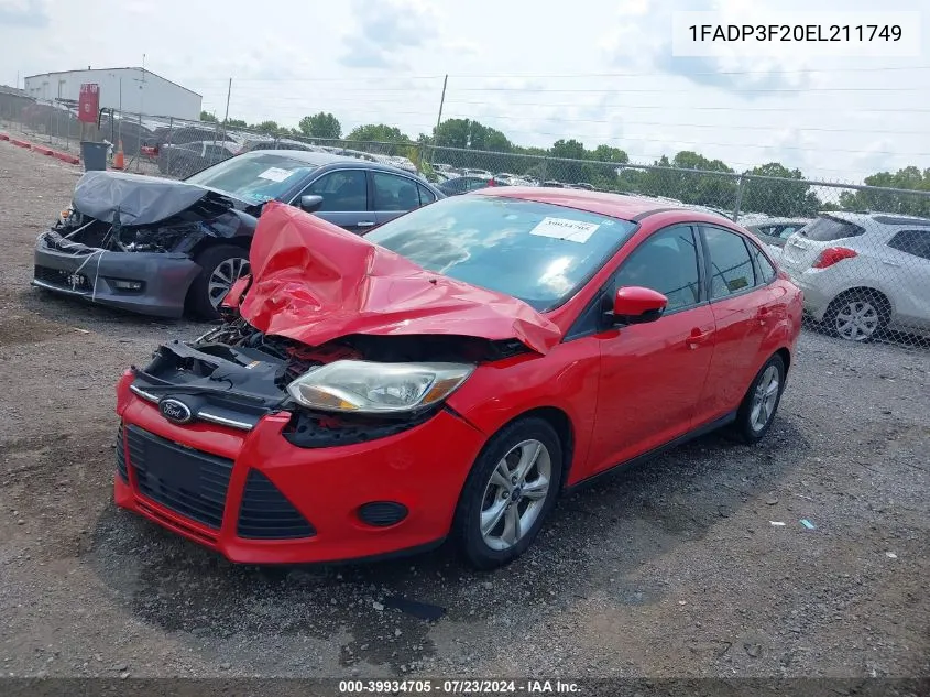 2014 Ford Focus Se VIN: 1FADP3F20EL211749 Lot: 39934705