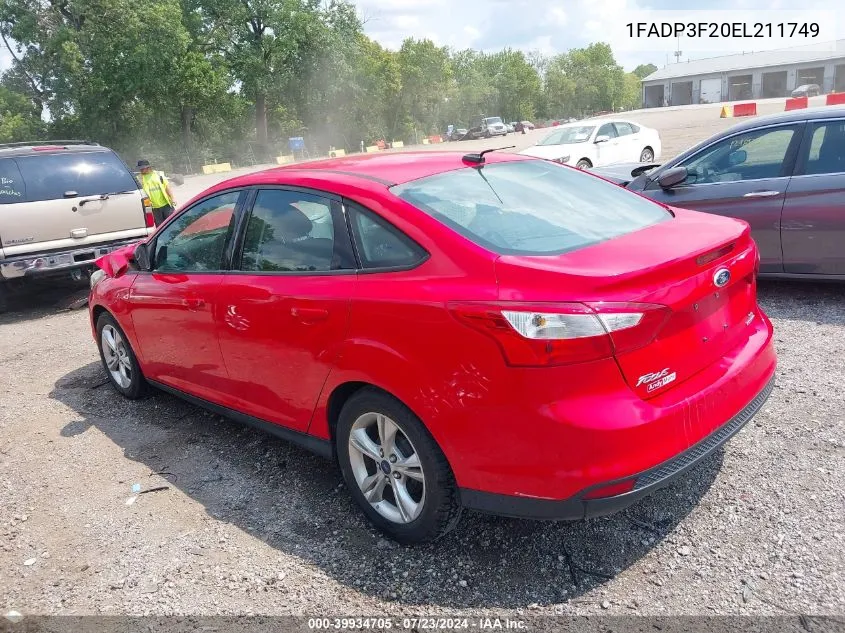 2014 Ford Focus Se VIN: 1FADP3F20EL211749 Lot: 39934705