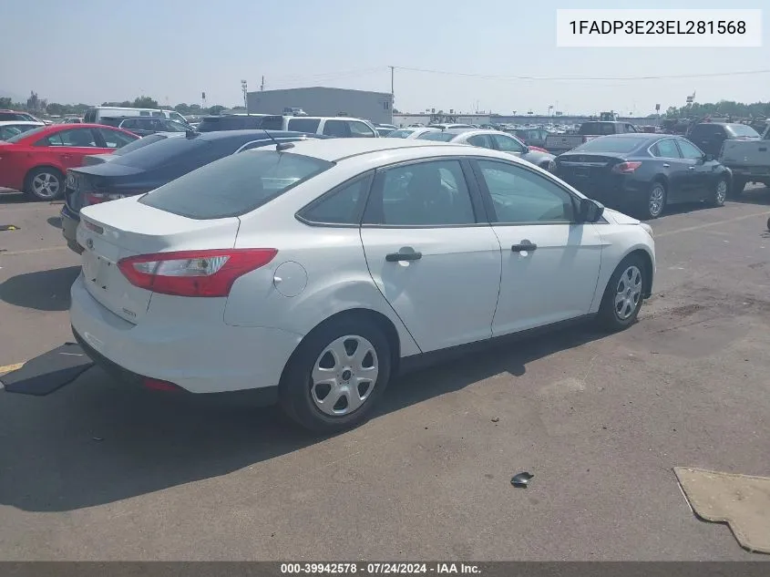 2014 Ford Focus S VIN: 1FADP3E23EL281568 Lot: 39942578