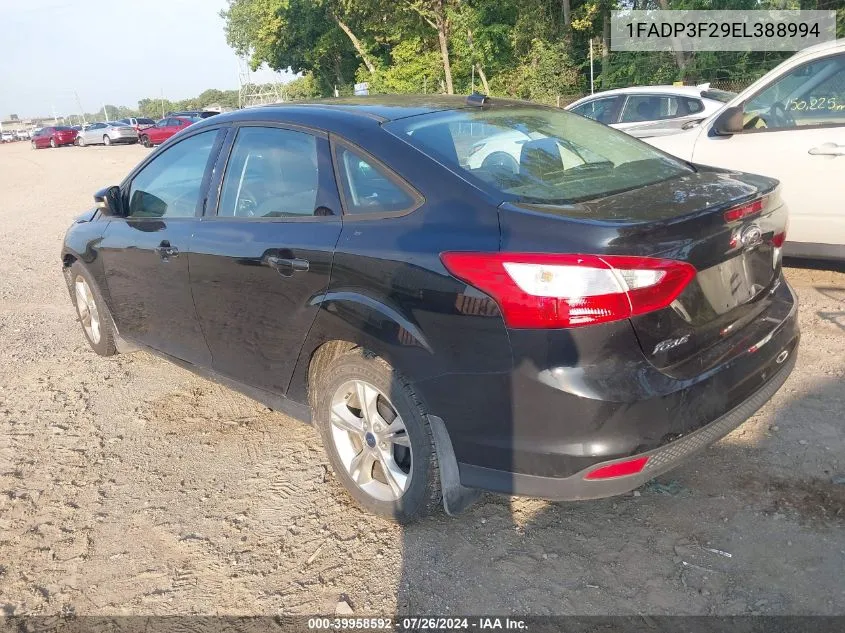 2014 Ford Focus Se VIN: 1FADP3F29EL388994 Lot: 39958592