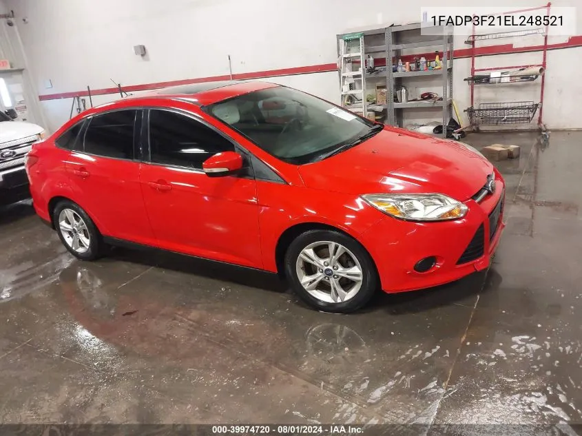 2014 Ford Focus Se VIN: 1FADP3F21EL248521 Lot: 39974720