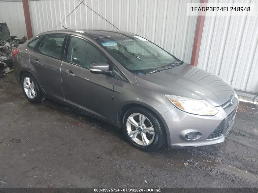 2014 Ford Focus Se VIN: 1FADP3F24EL248948 Lot: 39975724