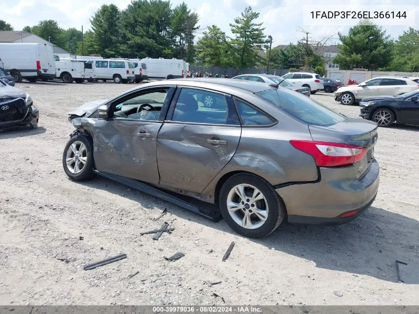 2014 Ford Focus Se VIN: 1FADP3F26EL366144 Lot: 39979036