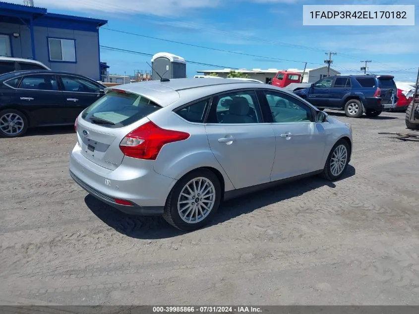 2014 Ford Focus Electric VIN: 1FADP3R42EL170182 Lot: 39985866