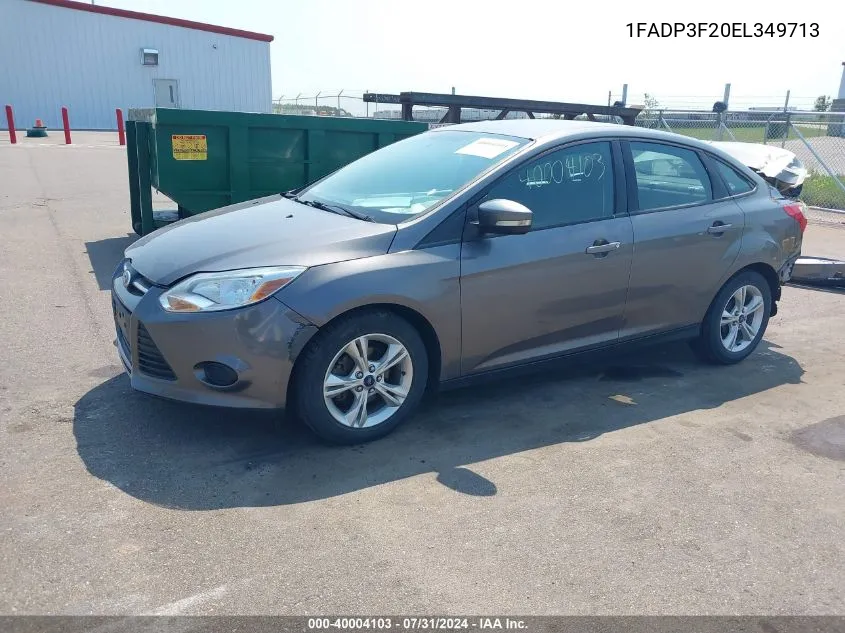 2014 Ford Focus Se VIN: 1FADP3F20EL349713 Lot: 40004103