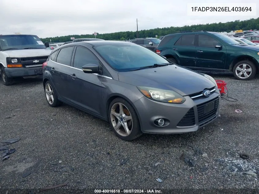 2014 Ford Focus Titanium VIN: 1FADP3N26EL403694 Lot: 40016518