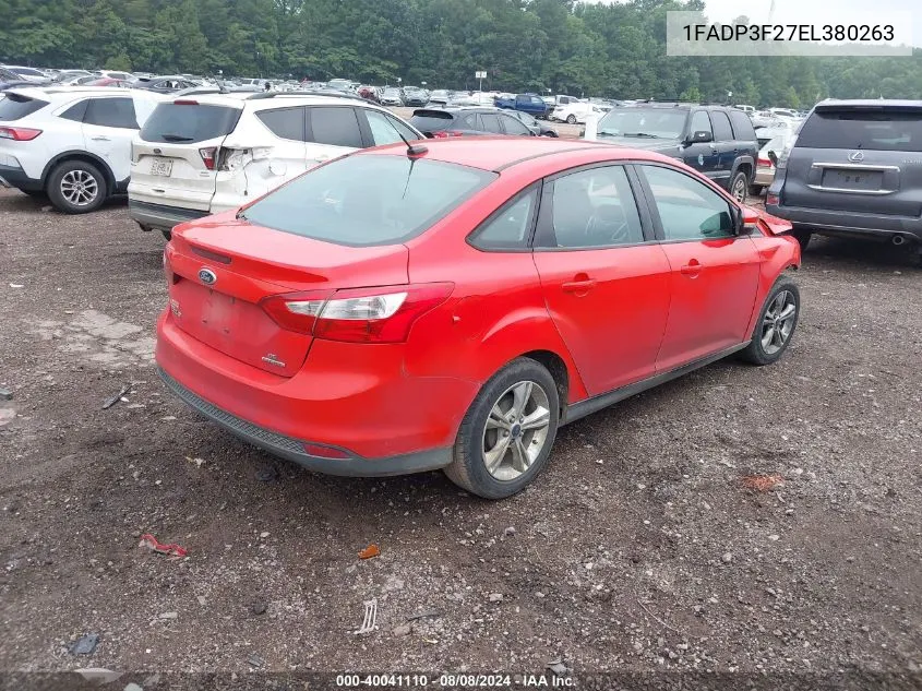 2014 Ford Focus Se VIN: 1FADP3F27EL380263 Lot: 40041110