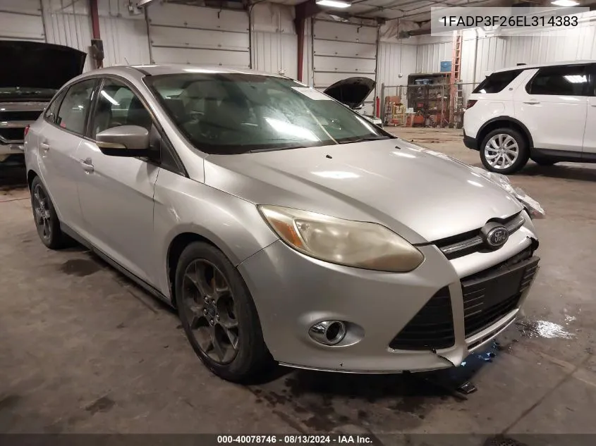 2014 Ford Focus Se VIN: 1FADP3F26EL314383 Lot: 40078746