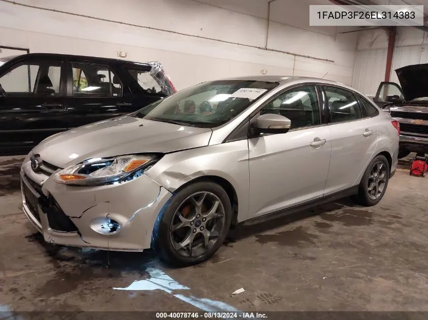 2014 Ford Focus Se VIN: 1FADP3F26EL314383 Lot: 40078746