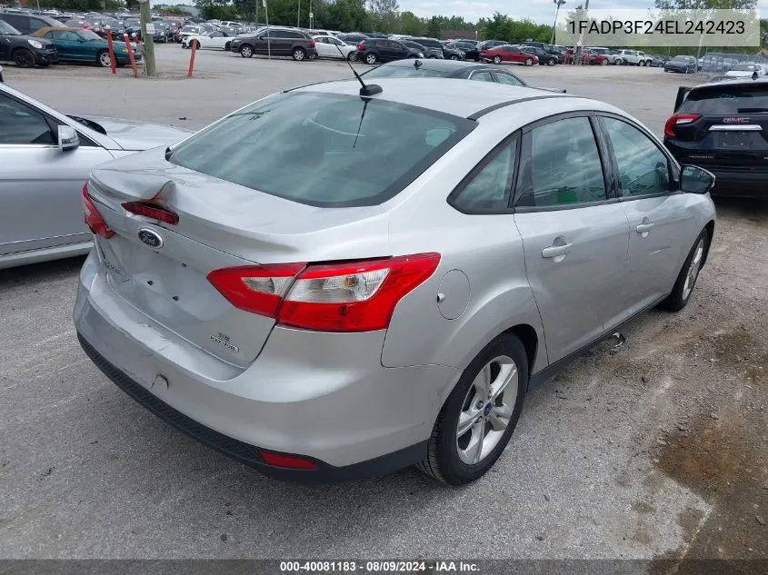 2014 Ford Focus Se VIN: 1FADP3F24EL242423 Lot: 40081183