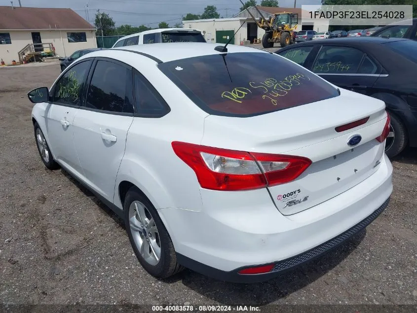 2014 Ford Focus Se VIN: 1FADP3F23EL254028 Lot: 40083578