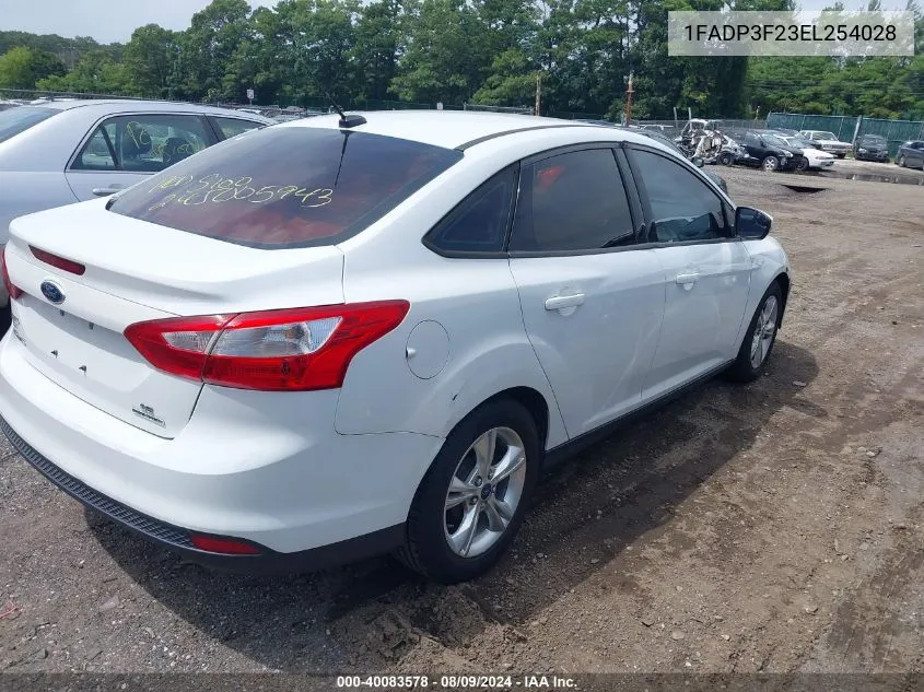 2014 Ford Focus Se VIN: 1FADP3F23EL254028 Lot: 40083578