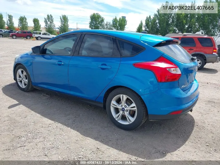 2014 Ford Focus Se VIN: 1FADP3K22EL407665 Lot: 40087433