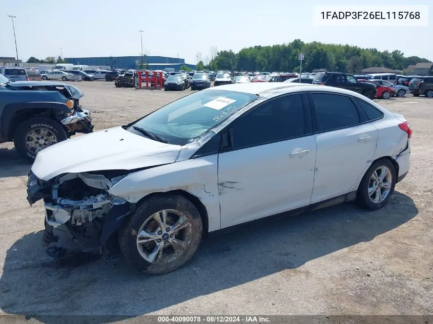 2014 Ford Focus Se VIN: 1FADP3F26EL115768 Lot: 40090078