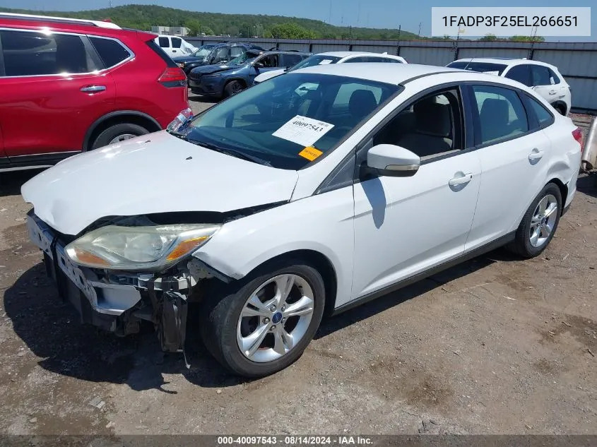 2014 Ford Focus Se VIN: 1FADP3F25EL266651 Lot: 40097543