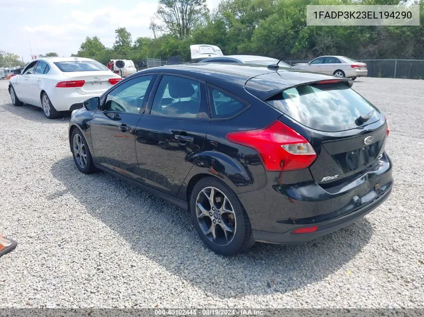 2014 Ford Focus Se VIN: 1FADP3K23EL194290 Lot: 40102445