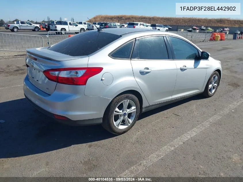 2014 Ford Focus Se VIN: 1FADP3F28EL442902 Lot: 40104535