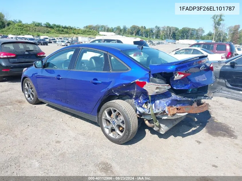 2014 Ford Focus Se VIN: 1FADP3F26EL101787 Lot: 40112986