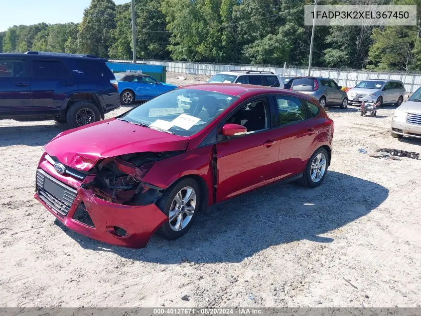 2014 Ford Focus Se VIN: 1FADP3K2XEL367450 Lot: 40127671