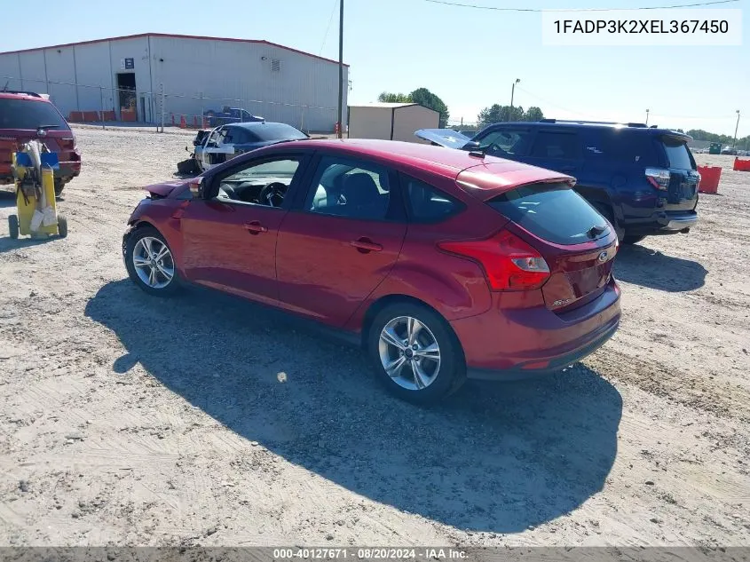 2014 Ford Focus Se VIN: 1FADP3K2XEL367450 Lot: 40127671