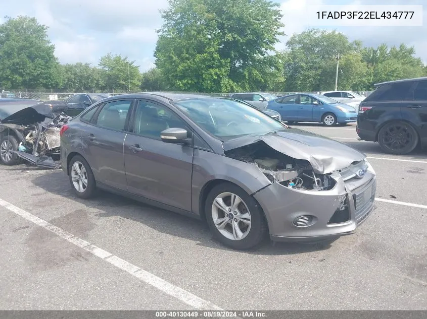 2014 Ford Focus Se VIN: 1FADP3F22EL434777 Lot: 40130449