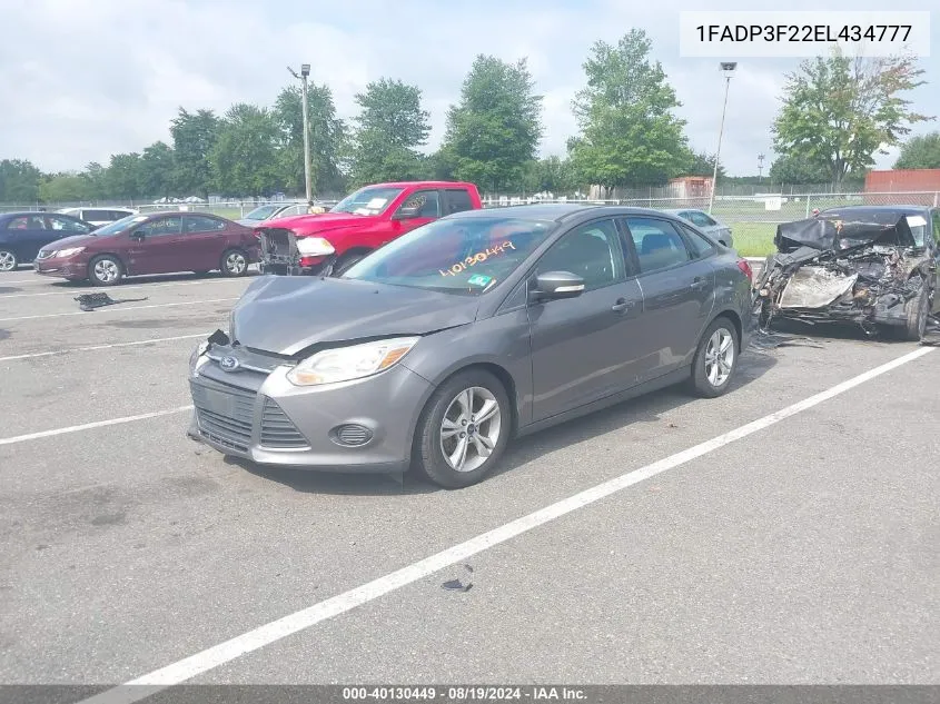 2014 Ford Focus Se VIN: 1FADP3F22EL434777 Lot: 40130449