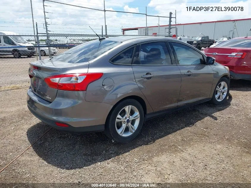 2014 Ford Focus Se VIN: 1FADP3F27EL390078 Lot: 40133640