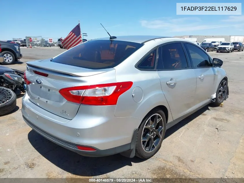 2014 Ford Focus Se VIN: 1FADP3F22EL117629 Lot: 40148579