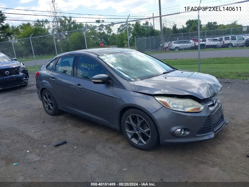 2014 Ford Focus Se VIN: 1FADP3F2XEL140611 Lot: 40151489