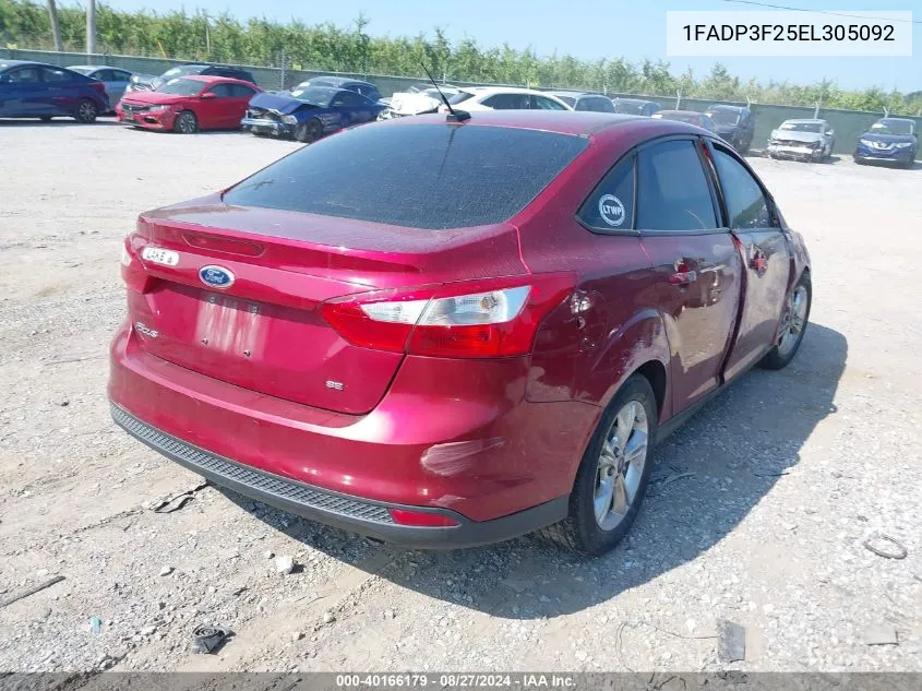 2014 Ford Focus Se VIN: 1FADP3F25EL305092 Lot: 40166179