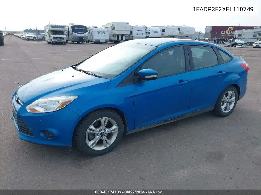 2014 Ford Focus Se VIN: 1FADP3F2XEL110749 Lot: 40174103