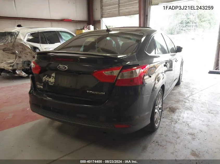 2014 Ford Focus Titanium VIN: 1FADP3J21EL243259 Lot: 40174400