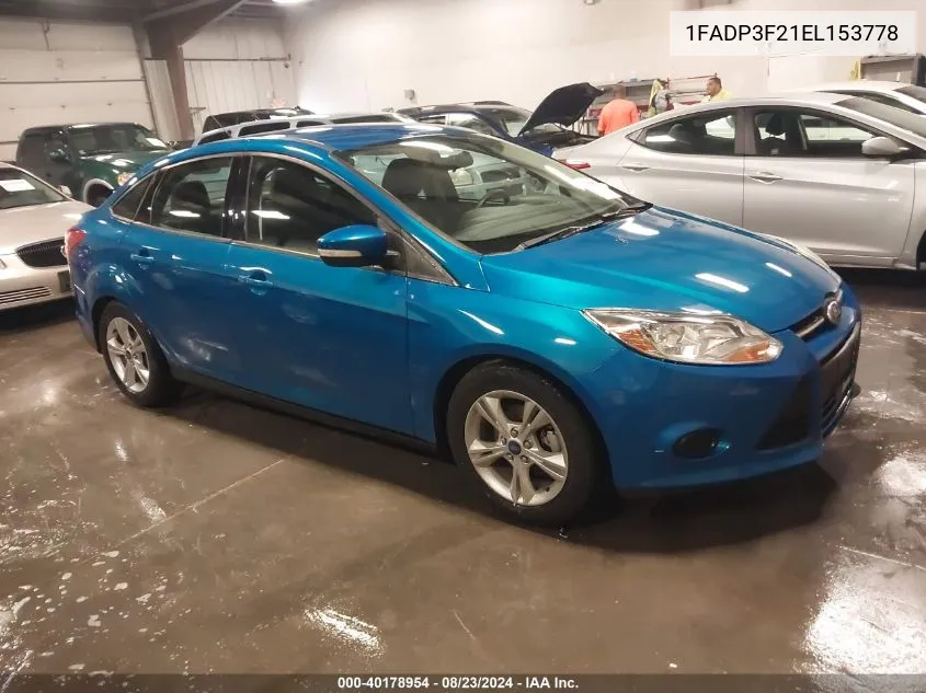 2014 Ford Focus Se VIN: 1FADP3F21EL153778 Lot: 40178954