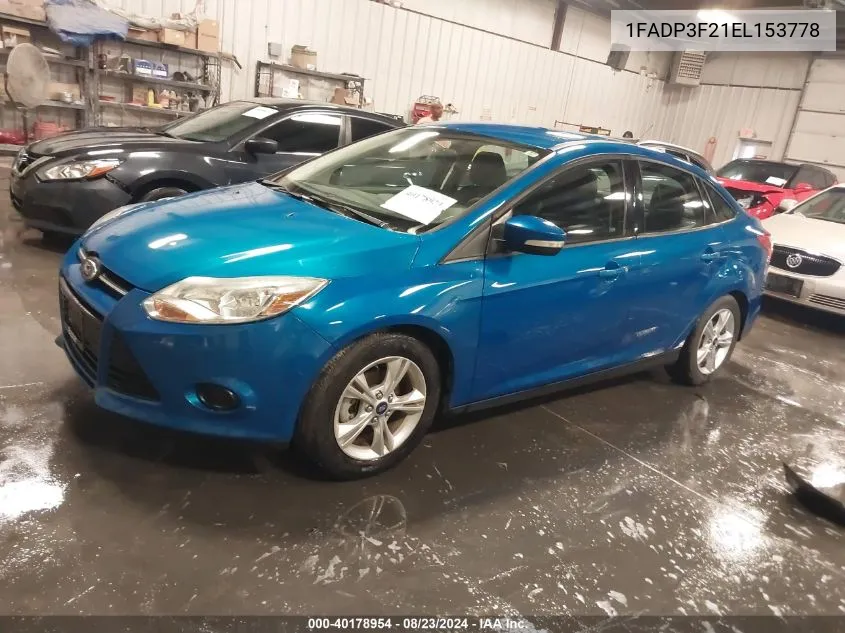 2014 Ford Focus Se VIN: 1FADP3F21EL153778 Lot: 40178954