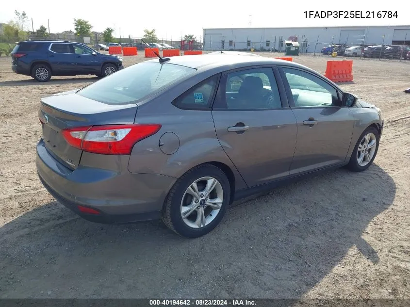 2014 Ford Focus Se VIN: 1FADP3F25EL216784 Lot: 40194642