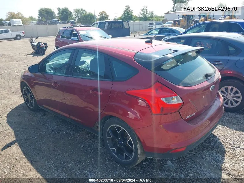 2014 Ford Focus Se VIN: 1FADP3K26EL429670 Lot: 40203718