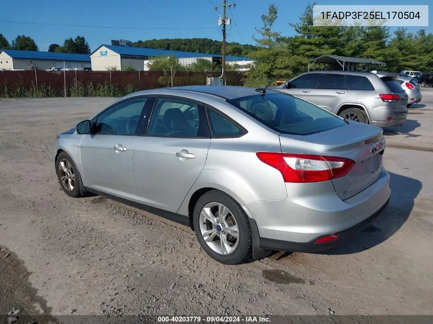 2014 Ford Focus Se VIN: 1FADP3F25EL170504 Lot: 40203779