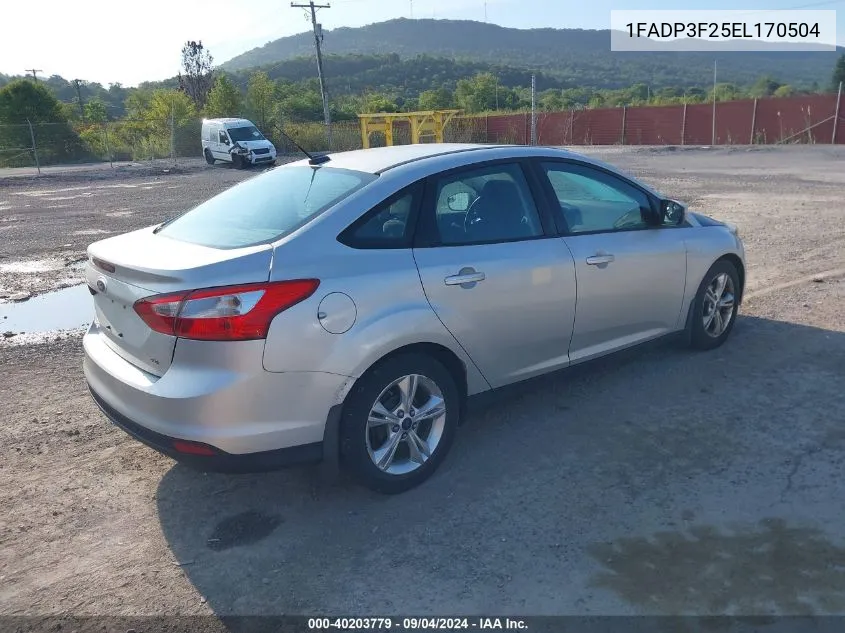 2014 Ford Focus Se VIN: 1FADP3F25EL170504 Lot: 40203779