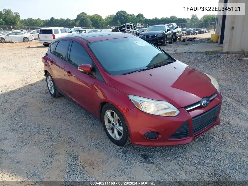 2014 Ford Focus Se VIN: 1FADP3K22EL345121 Lot: 40211169