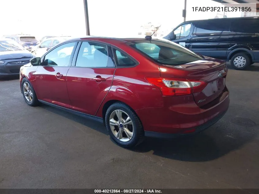 2014 Ford Focus Se VIN: 1FADP3F21EL391856 Lot: 40212864