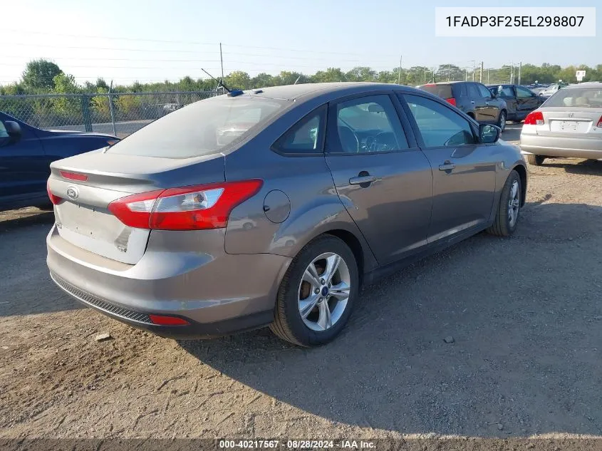 2014 Ford Focus Se VIN: 1FADP3F25EL298807 Lot: 40217567