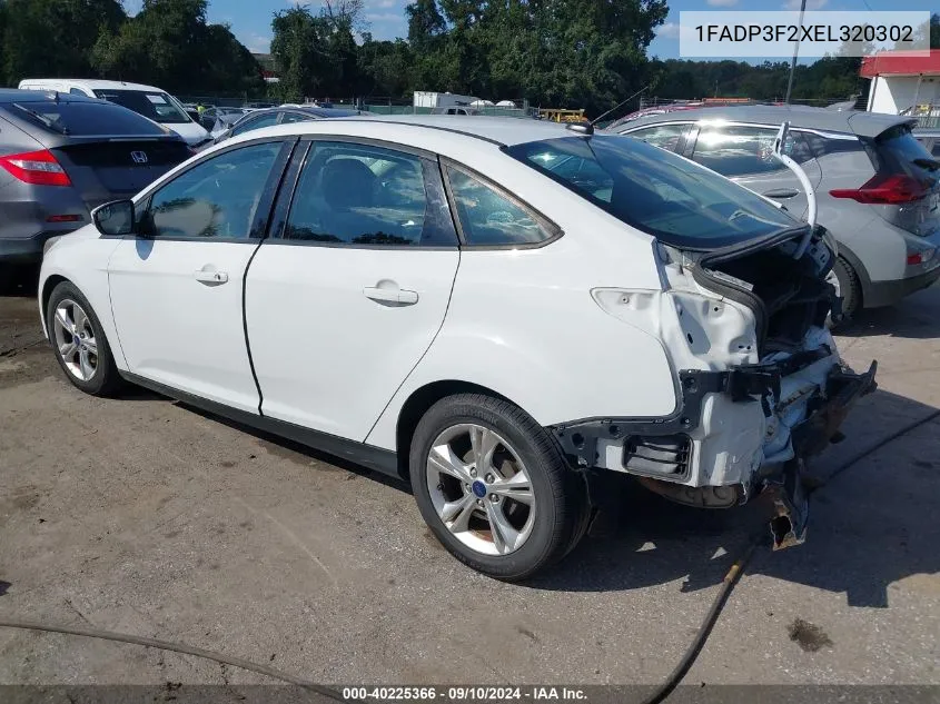 2014 Ford Focus Se VIN: 1FADP3F2XEL320302 Lot: 40225366