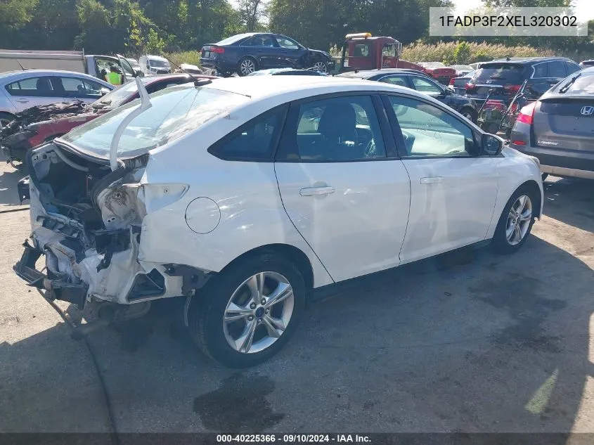 2014 Ford Focus Se VIN: 1FADP3F2XEL320302 Lot: 40225366